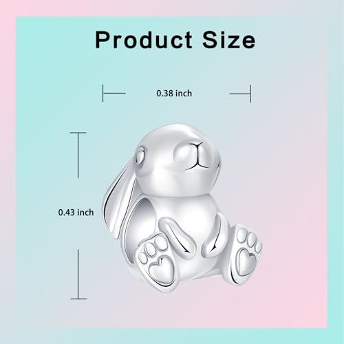 LUXILLA Charms for Bracelets & Necklace 925 Sterling Silver Charms Elephant Happy Birthday Charm Fit for Valentine's Day Mother's Day Jewelry Gift for Women - color: Easter Cute Bunny Charm