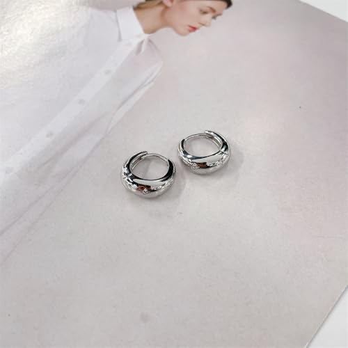 Danity CZ Star Teardrop Small Hoop Earrings for Women 14k Gold/Silver Plated Chunky Crystal Cubic Zirconia Oval Thick Huggie Hoops Hypoallergenic Fashion Trendy Jewelry - color: Silver