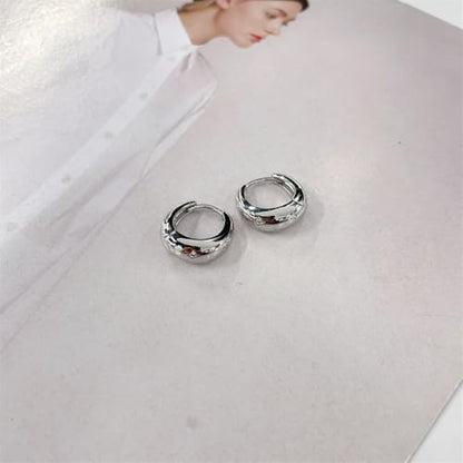 Danity CZ Star Teardrop Small Hoop Earrings for Women 14k Gold/Silver Plated Chunky Crystal Cubic Zirconia Oval Thick Huggie Hoops Hypoallergenic Fashion Trendy Jewelry - color: Silver