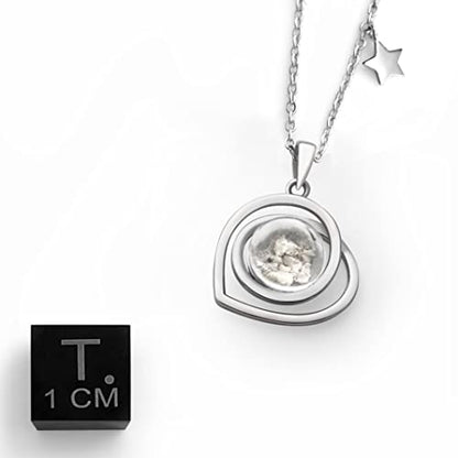 Space & Meteorite - Real Moon Rock Heart Shaped Necklace (From Lunar Meteorite NWA 11788) NASA Space Gifts for Men & Women, Astronomy