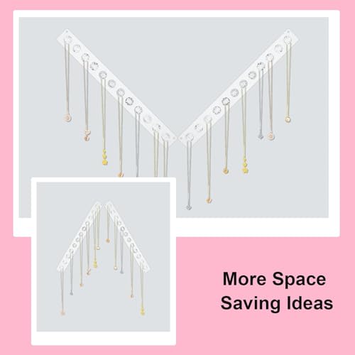 4Pcs Wall Necklace Holder for Women, Hanging Jewelry Organizer Wall Mount Crystal Holder Necklace Wall Hanger, Acrylic Bracelet Holder Organizer Jewelry Rack Adhesive Hooks Necklace Storage - style: 4 Pcs 12 Hooks