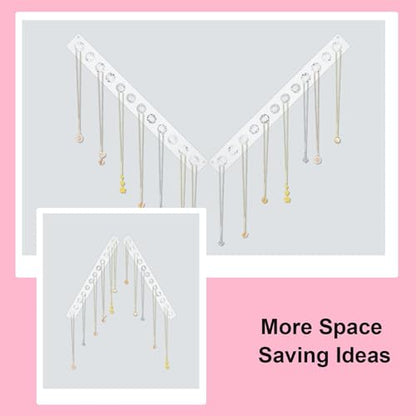 4Pcs Wall Necklace Holder for Women, Hanging Jewelry Organizer Wall Mount Crystal Holder Necklace Wall Hanger, Acrylic Bracelet Holder Organizer Jewelry Rack Adhesive Hooks Necklace Storage - style: 4 Pcs 12 Hooks