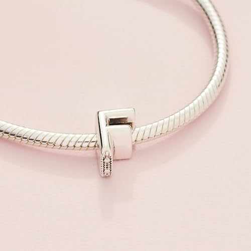 Pandora Alphabet Charm - Compatible Moments - Gift for Her - Made with Sterling Silver - with Gift Box - style: Letter F