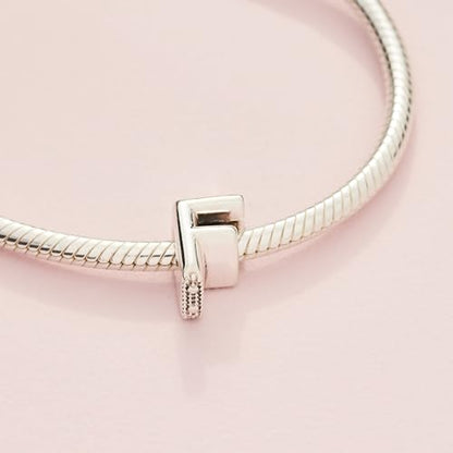 Pandora Alphabet Charm - Compatible Moments - Gift for Her - Made with Sterling Silver - with Gift Box - style: Letter F