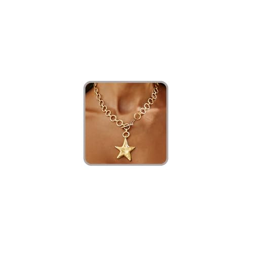 Sora Tuki Chunky Star Necklace for Women Trendy Big Statement Necklace Large Star Pendant Necklaces Thick Chain OT Toggle Necklaces Boho Chunky Jewelry - style: G