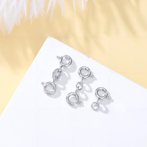 925 Sterling Silver Lobster Clasp for DIY Necklace Bracelet Jewelry Making, Double Spring Clasp with Closed Jump Rings, Necklace Extender Clasp Connector Bracelet Extension (Style 1) - style: Style 1