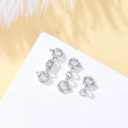 925 Sterling Silver Lobster Clasp for DIY Necklace Bracelet Jewelry Making, Double Spring Clasp with Closed Jump Rings, Necklace Extender Clasp Connector Bracelet Extension (Style 1) - style: Style 1