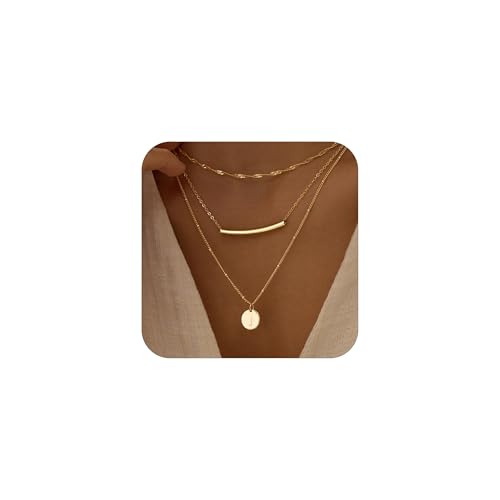 Initial Necklaces for Women Trendy, Stackable Dainty 14k Gold Plated Layered Necklace A-Z Letter Pendant Personized Name Neaklace Satellite Chain Gold Jewelry Set Gifts for Women - color: J