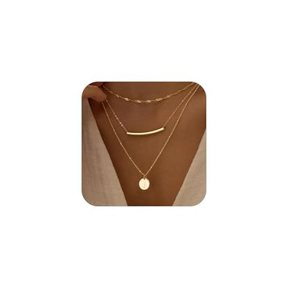 Initial Necklaces for Women Trendy, Stackable Dainty 14k Gold Plated Layered Necklace A-Z Letter Pendant Personized Name Neaklace Satellite Chain Gold Jewelry Set Gifts for Women - color: J