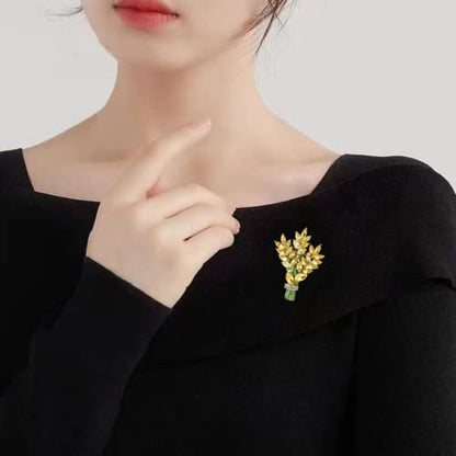 Lavender flower brooch crystal rhinestone tulip brooch elegant accessories jewelry women brooches and pins fashion jewelry wedding flowers lapel pin - color: Yellow
