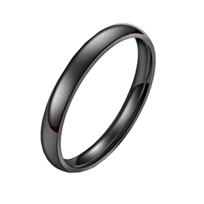 3mm Stainless Steel Classical Plain Stacking Band Statement Wedding Promise Ring For Women - color: Black