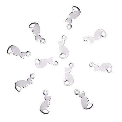 LiQunSweet 20 Pcs 304 Stainless Steel Tiny Double Side Charms Cat Pet Animal Small Pendants for Jewelry Making Earrings Necklace Bracelet DIY Crafting - 13x5.5mm - color: Cat Charms_13mm