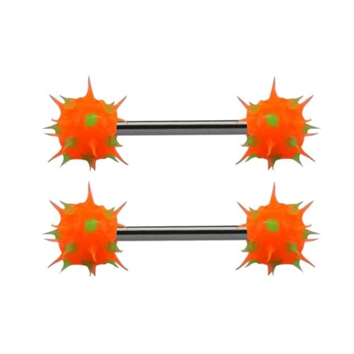 14G Colorful Silicone Spike Ball Nipple Rings for Women 316L Stainless Steel Nipple Tongue Straight Barbell Statement Nipplerings Tongue Studs Body Piercing Jewelry - style: Style3