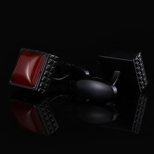 Black Square Men's Cufflinks Studs Set