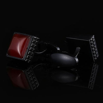 Black Square Men's Cufflinks Studs Set