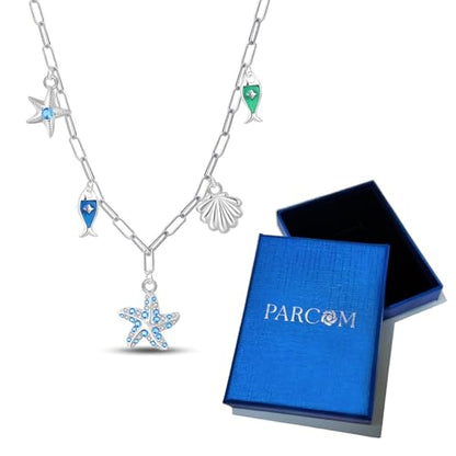 925 Sterling Silver Dainty Necklaces for Women Pendant Jewelry Gift for Her | Hypoallergenic Ocean Animal Love Cherry Blossom Jewelry, Ideal Valentine Birthday Christmas Graduation Gift for Wife Mom - color: Coastal Whisper