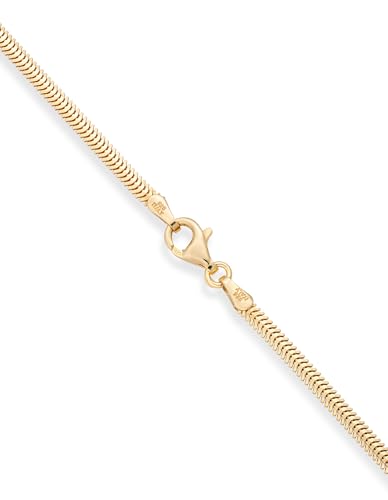 Miabella Italian Solid 925 Sterling Silver, 18K Yellow Gold Plated 2mm Domed Herringbone Snake Chain Link Bracelet for Women Men, Made in Italy - color: 18K gold plated 925 sterling silver, size: Length 7.5 inches