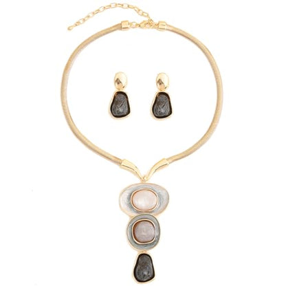 Chunky Statement Jewelry Set Blue Ocean Seashell Choker Necklaces Earrings Set for Women Pearl Bib Collar Necklaces for Party Prom Pageant Summer Fashion Jewelry Unique Birthday Gift - style: 3 stone Y Necklace Set gold blue
