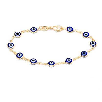 Barzel 18k Gold Plated Evil Eye Anklet Bracelet - Made In Brazil - color: Blue