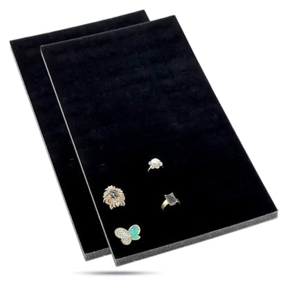 2-Pack 72-Ring Vertical Holders Velvet Foam Padding Jewelry Inserts - Tray/Case Liners - Retail Display, Storage (Black) by The Display Guys - color: Black, size: Ring Slots - 72 Vertical