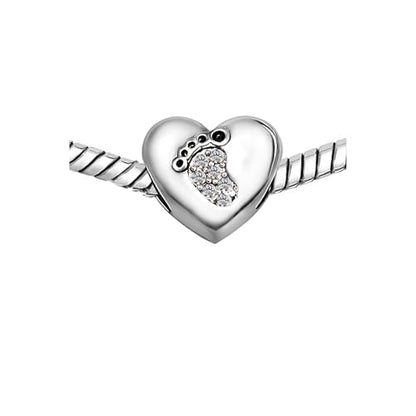 KunBead January-December Birthstone Footprint Heart Birthday Love Bead Charms Compatible with Pandora Bracelet for Mom Daughter Grandma Granddaughter - color: April