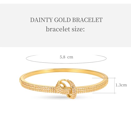 hotoo Gold Plated Bangle Bracelet for Women - style: Full Rhinestone Love Knot