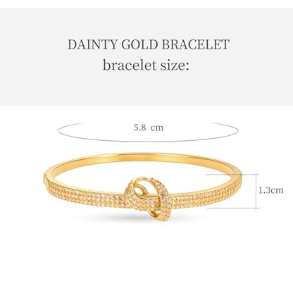 hotoo Gold Plated Bangle Bracelet for Women - style: Full Rhinestone Love Knot