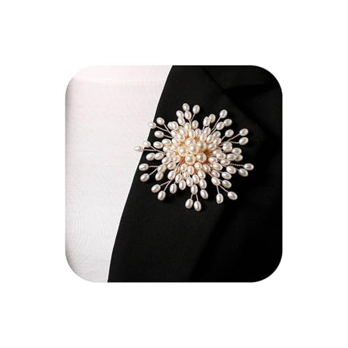 Flower White Pearl Brooch Pin for Women | Striking Large Pearl Flower Beads Statement Costume Pin Graceful Wedding Anniversary Prom Jewelry Gifts - style: Pearl4