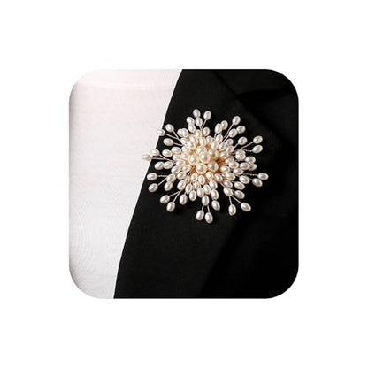 Flower White Pearl Brooch Pin for Women | Striking Large Pearl Flower Beads Statement Costume Pin Graceful Wedding Anniversary Prom Jewelry Gifts - style: Pearl4