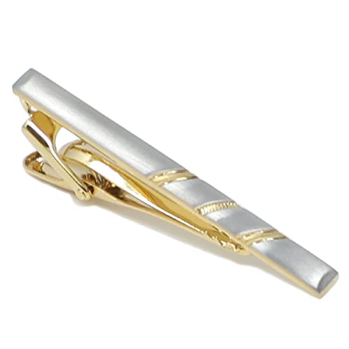 Classic Silver And Gold Bi-tone Plating Tie Clips With Gift Box Men Fashion Tie bar - style: Stripe BS