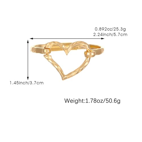 Chunky Heart Bracelet for Women Gold Silver Heart Cuff Bracelet Open Statement Love Bangle Minimalist Jewelry - color: Gold Heart