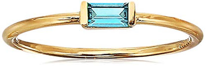 Amazon Essentials 18K Yellow Gold Plated Sterling Silver Cubic Zirconia Fashion Stackable Ring - color: Blue Topaz,December, size: 9