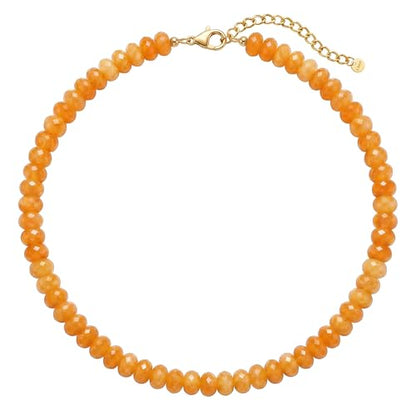 Gemstone Beaded Necklace for Women Colorful Natural Stone Freshwater Pearl Surfer Beach Rainbow Necklace Jewelry Gift - color: Yellow