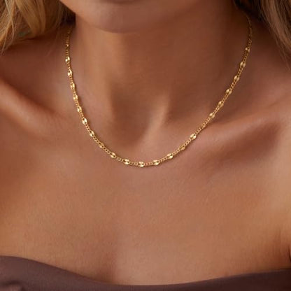 Robaice Necklaces for Women, 14K Gold/Silver Plated Chain Necklace | Dainty Paperclip Cuban Chain, Choker Necklace for Women, Non Tarnish Jewelry Gifts Trendy - color: Gold Cuban Chain