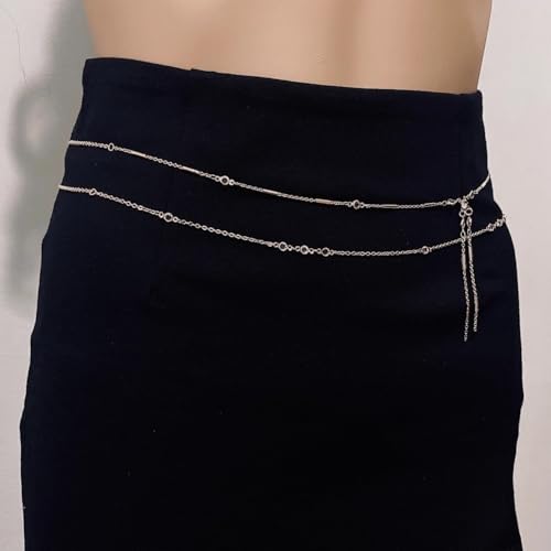 Gold Belly Waist Chain Adjustable Multilayer Sexy Bikini Waist Chain for Women Crystal Zircon Waist Layered Belly Chain for Women