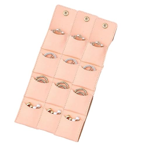 4-Piece Pink Mini Travel Jewelry Organizer Roll-Up Bag Set, Compact Foldable Design with Buckle Closure, 24.3x4.6cm Expanded Size, Soft Scratch-Resistant Interior for Rings & Earrings