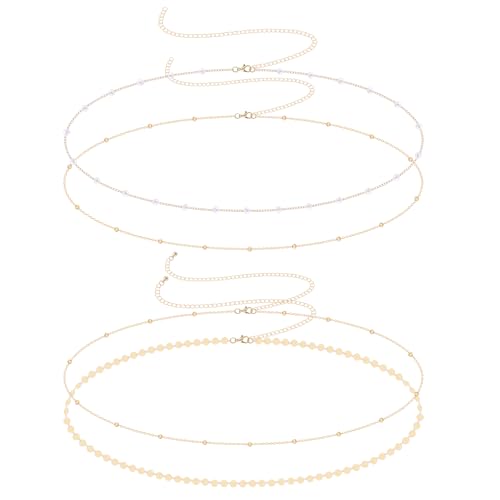 Waist Chains for Women Layered Belly Chains Adjustable Waterproof Bikini Belly Belt Body Jewelry Accessories for Women - style: Style 1