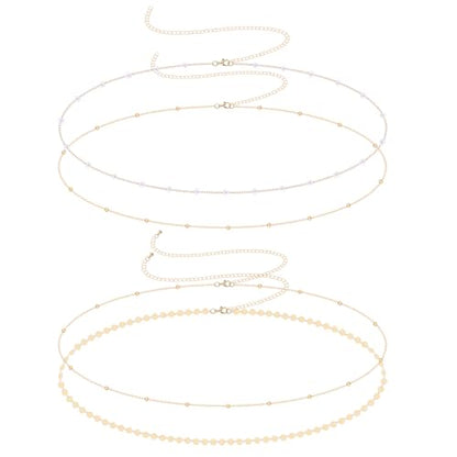 Waist Chains for Women Layered Belly Chains Adjustable Waterproof Bikini Belly Belt Body Jewelry Accessories for Women - style: Style 1
