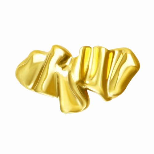 Gold Irregular Geometric Fold Brooch Pins Vintage Statement Chunky Round Polished Metal Badges Lapel Pin for Women Men Minimalist Suit Dress Hat Bag Jacket Clothing Daily Wear Jewelry Accessories - color: Gold