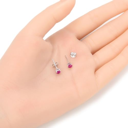 1 Pair Adabele Authentic Sterling Silver Birthstone Stud Earrings 4mm/0.25 Carat Tiny Cubic Zirconia Imitation Diamond Gemstone Hypoallergenic Nickel Free Tarnish Resistant Women Men Jewelry - color: July