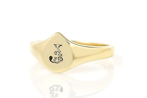 Engraved Name Initials Ring - Custom Initial Ring - Personalized Signet Ring - Small Delicate Teardrop Ring