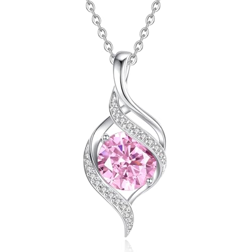 FANCIME Birthstone Necklace for Women Jewelry Gift for Her | Infinity Love Pendant Sterling Silver, Birthday Gift for Women, Adjustable 16+2" - color: 10 - Created Pink Tourmaline