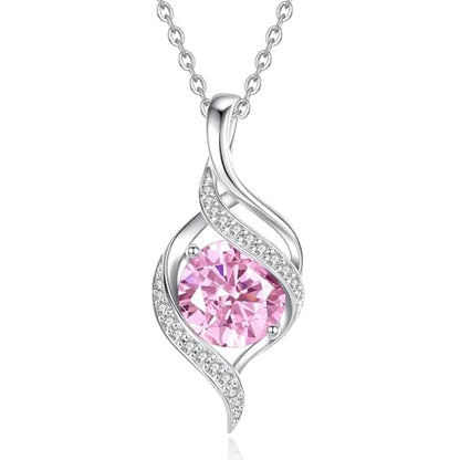 FANCIME Birthstone Necklace for Women Jewelry Gift for Her | Infinity Love Pendant Sterling Silver, Birthday Gift for Women, Adjustable 16+2" - color: 10 - Created Pink Tourmaline