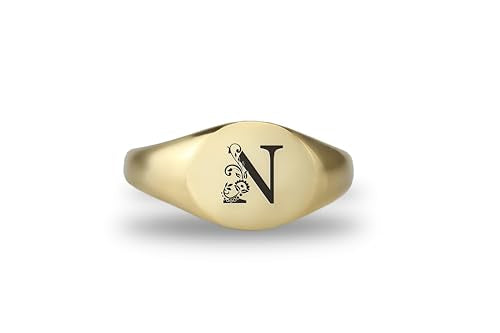 Custom Initials Signet Ring - Name Engraving Couples