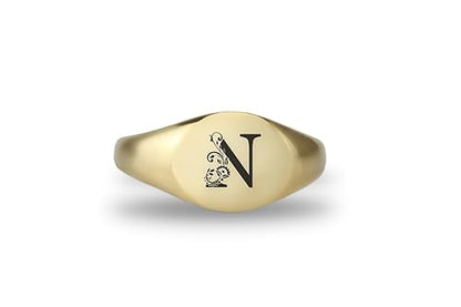 Custom Initials Signet Ring - Name Engraving Couples