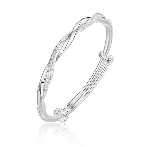 kelistom 925 Sterling Silver Bracelets for Women Teens, Love Heart Charm Chain Bracelet Bangle Fashion Jewelry Gifts - color: Moss bangle