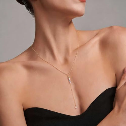Necklace for Women, Dainty Long 14K Gold Y-Shaped Necklace Jewelry Trendy Beaded Layered Chain Drop Necklaces Jewelry Women Gifts - style: Chain Tassel