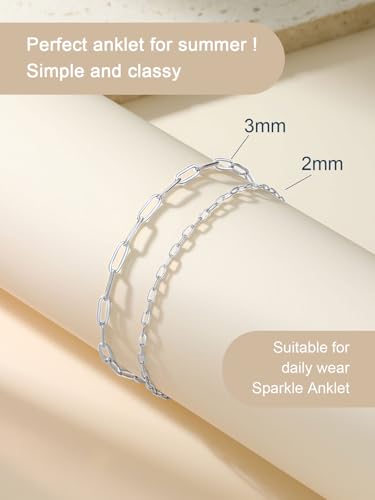 ChainsPro Stainless Steel Waterproof Anklet for Women, Adjustable Non Tarnish Layered Anklets, Trendy Dainty Cuban Link Ankle Bracelet Beach Jewelry Gifts for Swimming & Daily Wear (8.5+2 inches) - style: 2pcs-Style-A-Steel