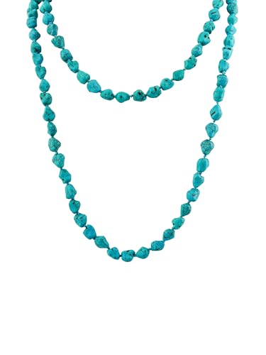 MINACHI Created Turquoise Long Necklace, Irregular Shape Beads, Bohemian Vintage Ethnic Style Jewelry for Women - style: Necklace R17-031