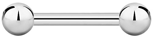 Forbidden Body Jewelry nipple barbell, nipple bars, silver nipplerings piercing Surgical Steel 8g - 18g Straight Barbell Body Jewelry (Sold Individually) - style: 16G 8mm (5/16") 3mm Balls